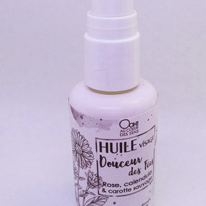 Huile Douceur des fées rose, calendula et carotte sauvage flacon pompe en verre 30ml image 2