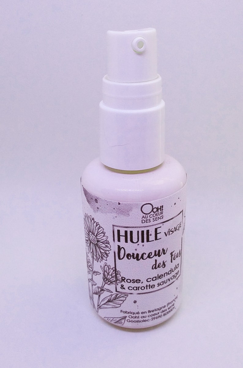 Huile Douceur des fées rose, calendula et carotte sauvage flacon pompe en verre 30ml image 2