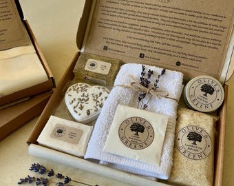 Spa Gift Box for Her, Vegan Care Package, Olive & Greene Box 1b