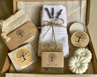 Aromatherapy Shower Gift, Mothers Day Gift, Vegan Gift, Self Care Box, Relaxation Pamper Hamper, Eco-Friendly Letterbox Gift. Olive & Greene