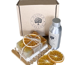 Aromatherapy Soap and Dusting Powder Gift Box:  Eco-friendly Toiletries Set, Vegan and Cruelty Free