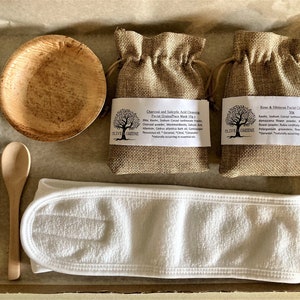 Clay Face Mask Gift Set, Facial Cleanser, Vegan Spa Kit, Pamper Hamper, Self Care Box, Letterbox Gift, Cruelty Free Beauty. Olive & Greene