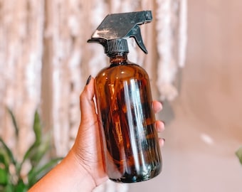 Atomizador de vidrio ámbar para plantas: botella rociadora reutilizable de 16 oz