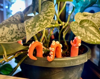 Pink Octopus Tentacle Plant Decor: Polymer Clay Sea Creature