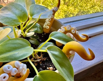 Mustard Polymer Clay Octopus Tentacle Plant Decor - Halloween