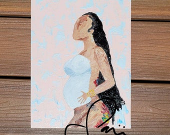 Cardi B Pregnancy Announcement Original Painting / Fan Art / Celebrity Art / Portrait Painting from Photo / Portrait Art / Impasto Art 9x12