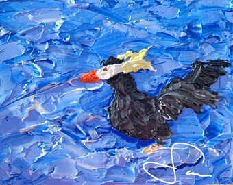 Tufted Puffin Original Painting / Textured Wall Art / 3D Wall Art Décor Colorful / 3D Acrylic Painting / Abstract Texture Wall Art 8x10