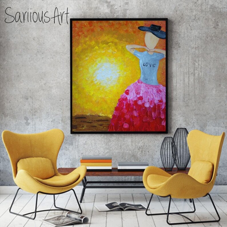 Ray of Sunshine Original Art Impasto Painting Model Art Landscape Wall Art Acrylic Painting 11x14