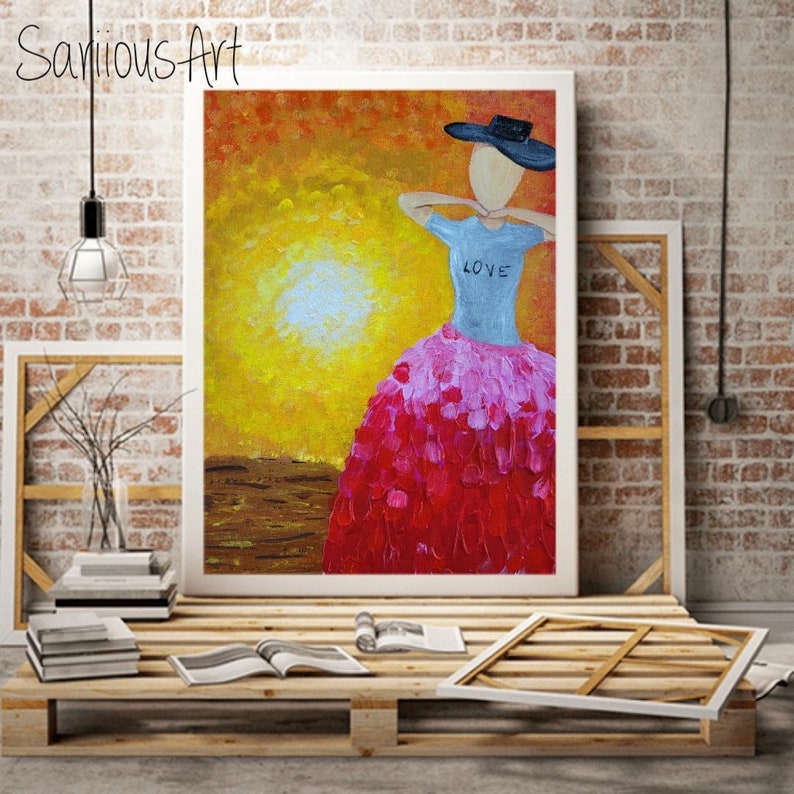 Ray of Sunshine Original Art Impasto Painting Model Art Landscape Wall Art Acrylic Painting 11x14
