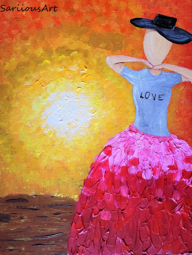 Ray of Sunshine Original Art Impasto Painting Model Art Landscape Wall Art Acrylic Painting 11x14