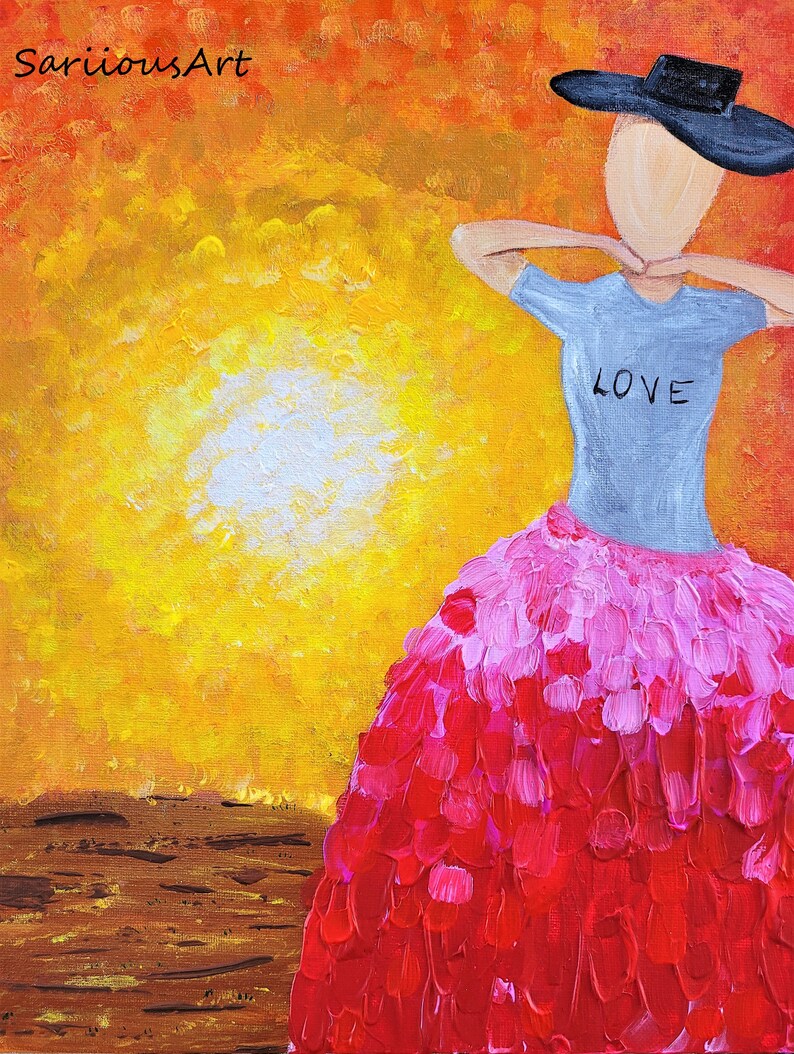 Ray of Sunshine Original Art Impasto Painting Model Art Landscape Wall Art Acrylic Painting 11x14