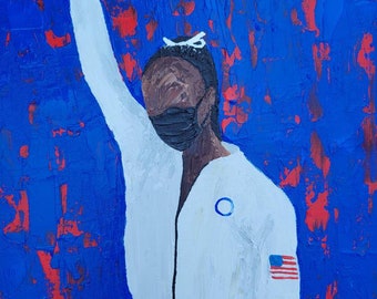 Simone Biles 2021 Olympics Original Painting / Portrait Painting / Simone Biles Fan Art / Olympics Artwork 9x12