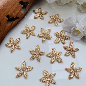 Gold Star Applique Patches: Beaded Indian Embroidery, Sew-On (Set of 6, 4cm)