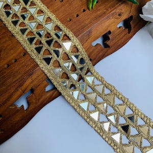 Gold Mirror Cutwork Trim: Indian Sari Border, DIY Sewing Decoration
