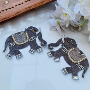 Zardozi Elephant Applique Pair: Indian Handwork Patches