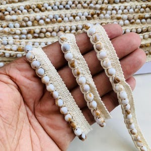 Cowrie Shell Beaded Trim: Indian Fabric Embellishment, Bridal Wear