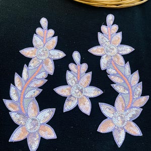 Embroidered Sequin Applique Patch: Indian Floral Sew-On DIY (3 Pc)
