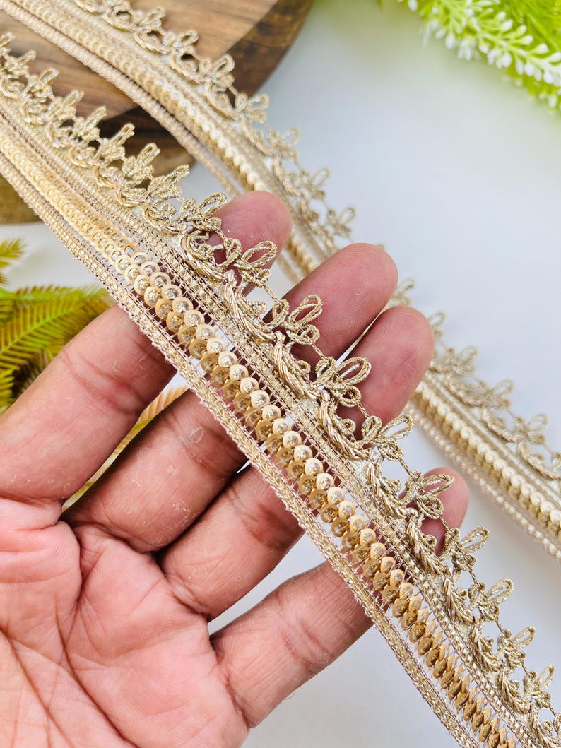 Metallic Gold Sparkle Trim – 1.2 Inch Wide Gold Lace Border, 1 Yard - Etsy