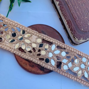 Rose Gold Mirror Cutwork Trim: Indian Sari Border, DIY Sewing Lace