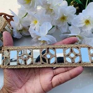 Golden Trim Mirror Lace: Indian Sari Sewing Border, DIY Craft Trim