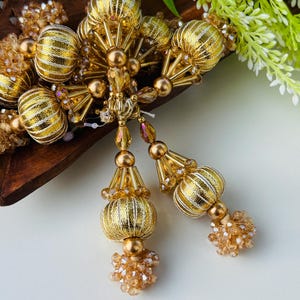 Crystal Tassel Latkan Set: Gold Bead Embellished Bridal Decor