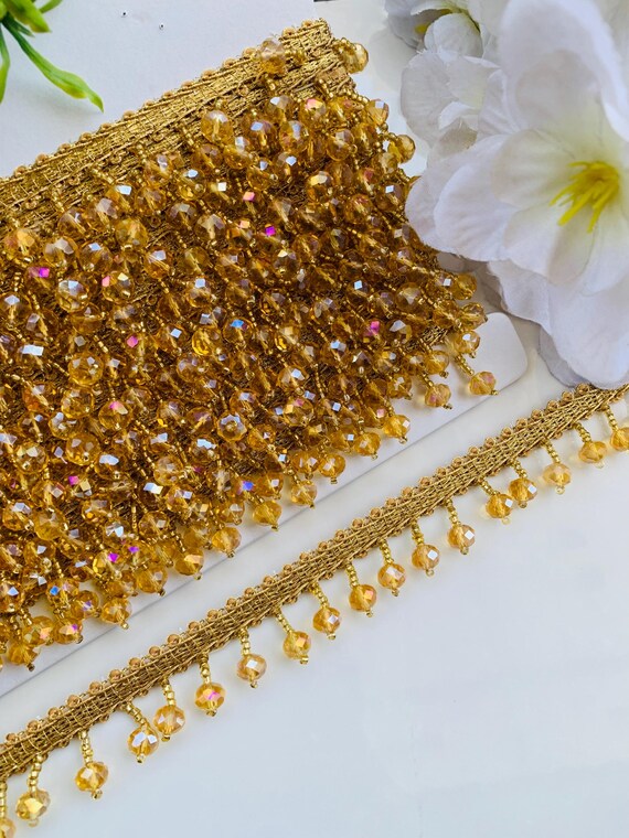 beaded fringe trim for dresses Silver Heavy Bead Fringe Tassel Trim for Dance Costume, Haute Couture Dress Trimming, Beading Fringe