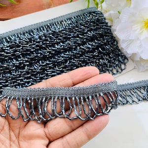 Indian Beaded Tassel Lace Trim, Black Tassel Trim, Fringe / Drapery, Beaded Trims, Beaded Tassel Trims, , Beading Fringe