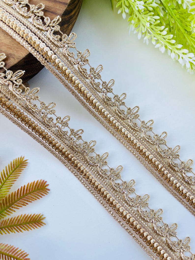 Metallic Gold Sparkle Trim – 1.2 Inch Wide Gold Lace Border, 1 Yard - Etsy