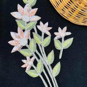 Sequin Flower Applique Patch: Indian Sew-On Embellishment (Set of 2)