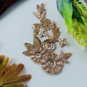 Zardozi Embroidered Sequin Applique: Indian Sew-On Patch