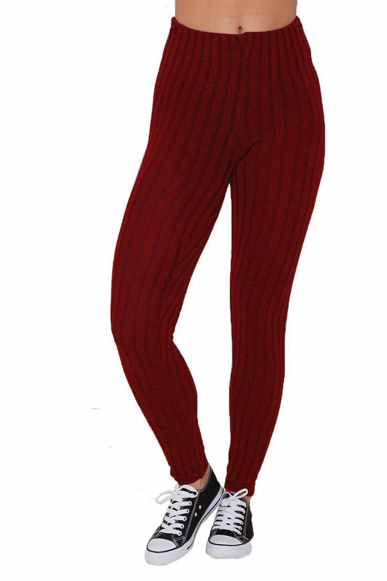 Womens Warm Thick Chunky Cable Ribbed Stretch Knitted Leggings Etsy