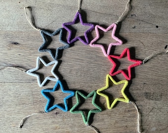 Simple Star - plastic free hanging decoration made from hand dyed household string