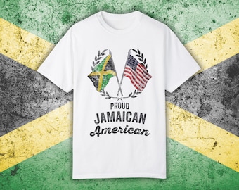 Proud Jamaican American T-Shirt | Vintage Jamaica USA Flag Tee | Heritage Gift for Jamaican Americans | Jamaican Roots Oversized Retro Tee