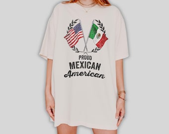 Proud Mexican American T-Shirt | USA Mexico Heritage Vintage Flag Tee | Unisex Retro Oversized Comfort Colors Shirt | Mexican American Gift
