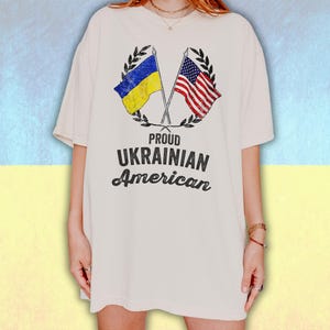 Proud Ukrainian American T-Shirt | Vintage Flags Ukraine USA Tee | 100% Cotton Unisex Oversized Comfort Colors Shirt | Ukrainian Gifts