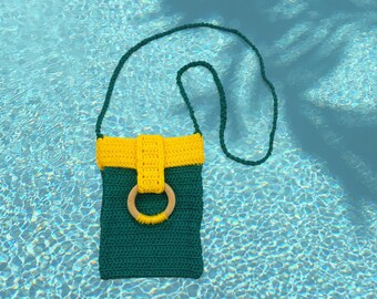 Crochet Bag Green and Yellow Cute Small Purse Unique Gifts for Women