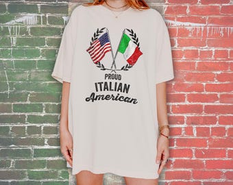 Proud Italian American T-Shirt | Italy USA Vintage Flag Shirt | Italian Heritage Tee Retro | Gifts for Italian Mom Dad Boyfriend Girlfriend