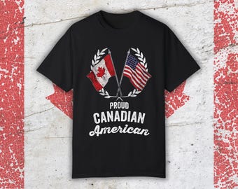 Proud Canadian American T-Shirt | Canada USA Flag Vintage Tee | Canadian Heritage Gift | Unisex Oversized Comfort Colors Shirt | Eh?