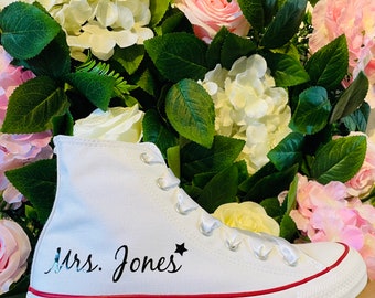 Personalised Adult Converse| Hi & Lo Genuine|All Star Adults| Cute| White| Trainer| Wedding| Gift