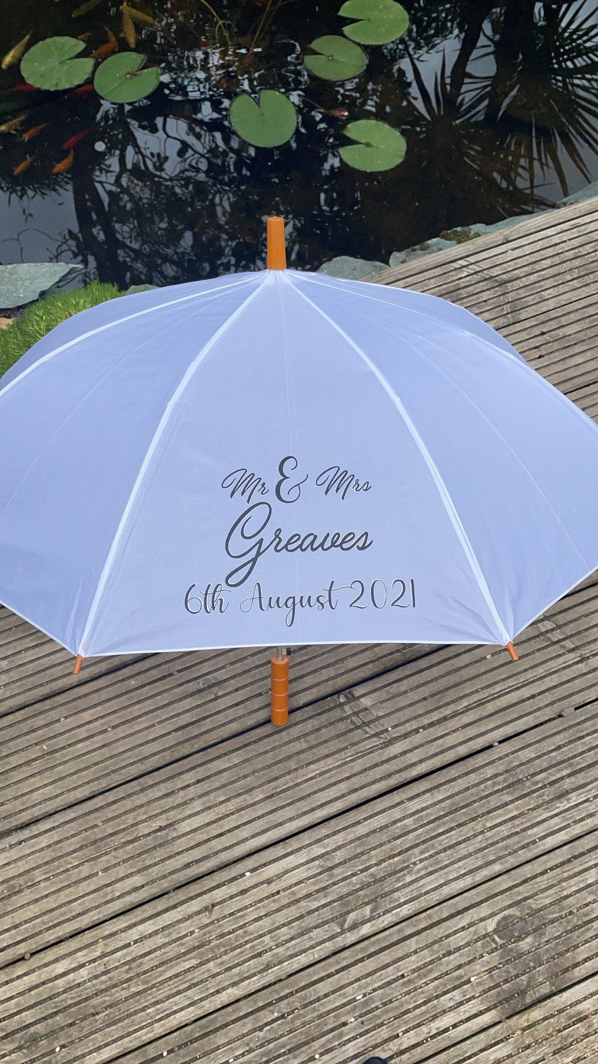 Personalised Umbrella White Wedding Events Any Text Cute Etsy