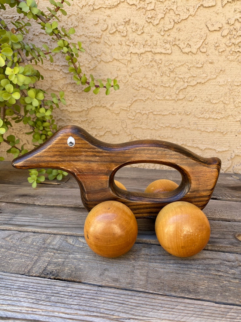 Vintage Wooden Duck on Wheels Toddler Toy