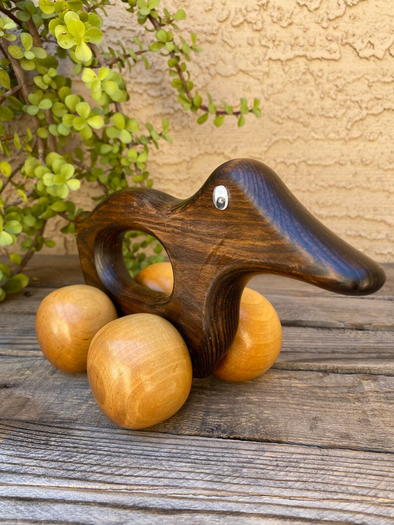 Vintage Wooden Duck on Wheels Toddler Toy