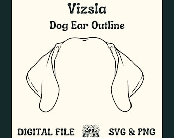 Vizsla Hund Ohr Umriss SVG Schnitt Datei und PNG Datei für Cricut oder Silhouette - Digitale Datei