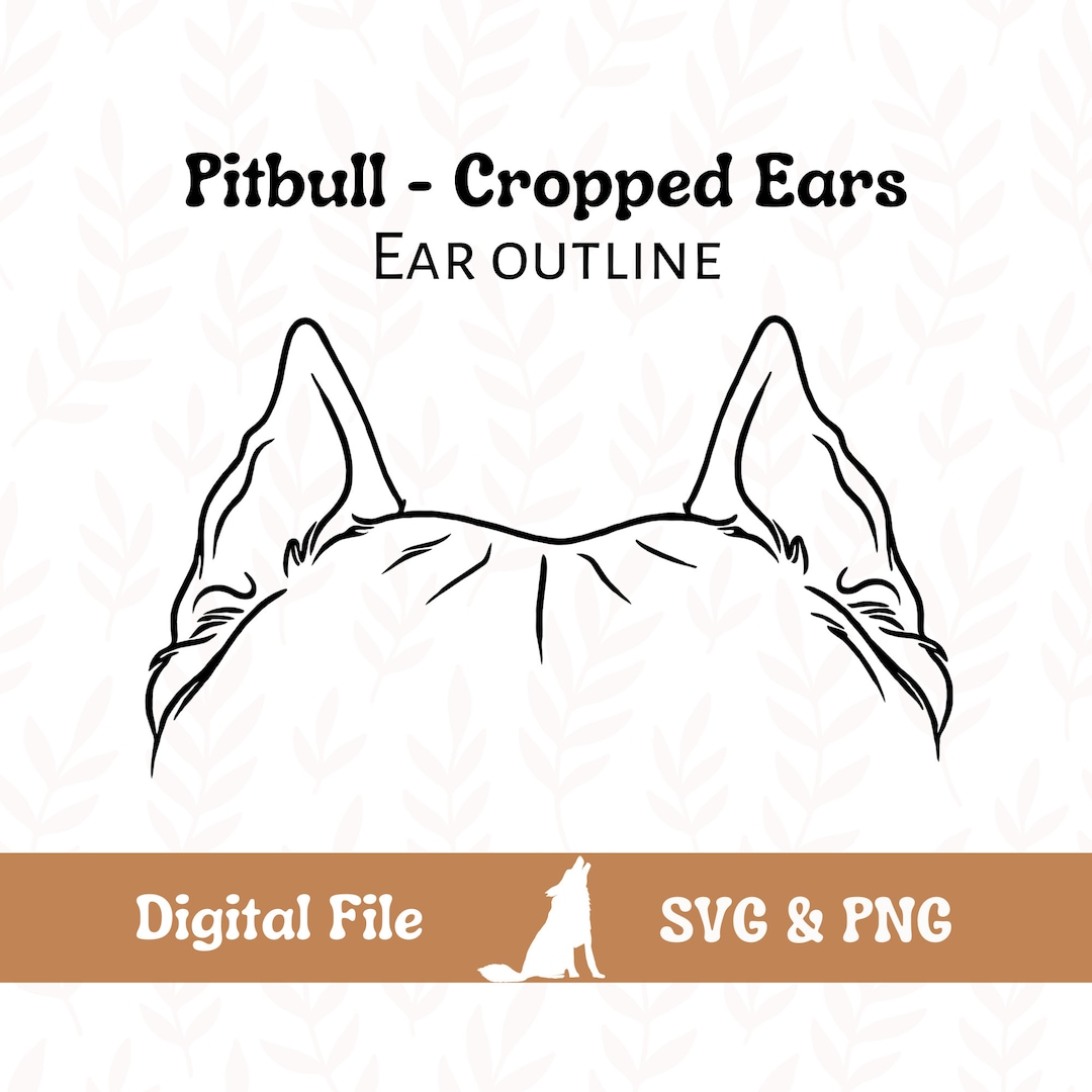 Pitbull Dog Ear Outline SVG Cut File and PNG File for Cricut Etsy Canada