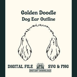 Golden Doodle Dog Ear overzicht SVG-bestand knippen en PNG-bestand voor Cricut of Silhouette--digitaal bestand