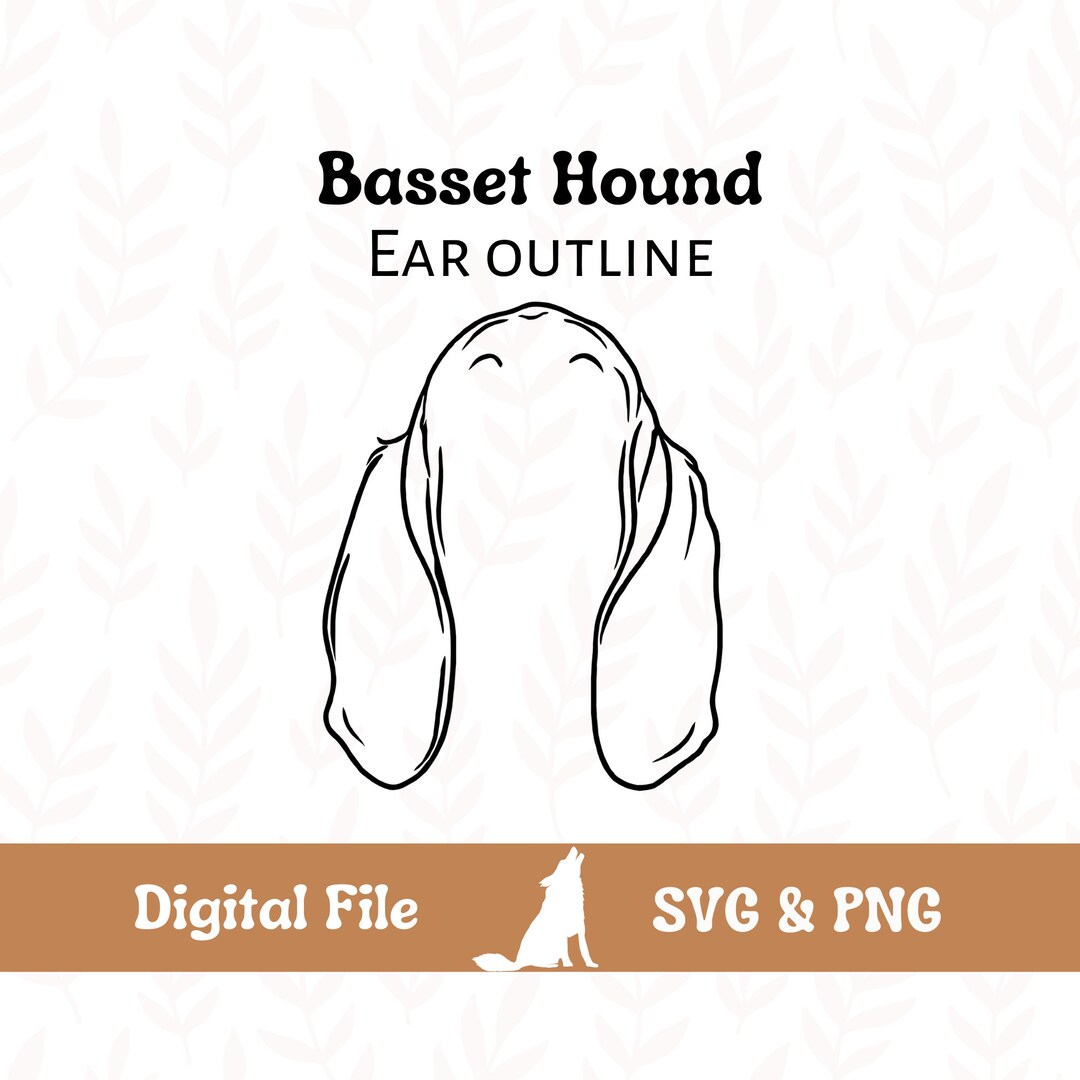 Basset Hound Dog Ear Outline SVG Cut File and PNG File for Etsy