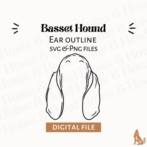 Basset Hound Dog Ear Outline SVG Cut File and PNG File for Etsy