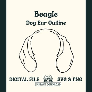 Beagle Dog Ear Outline SVG Cut File and PNG File for Cricut or Silhouette -- Digital File