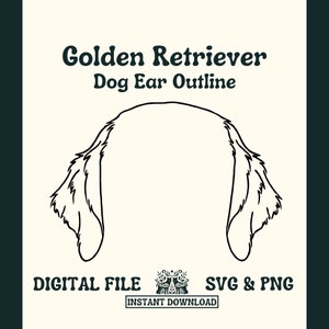 Golden Retriever Dog Ear Outline SVG Cut File and PNG File for Cricut or Silhouette -- Digital File