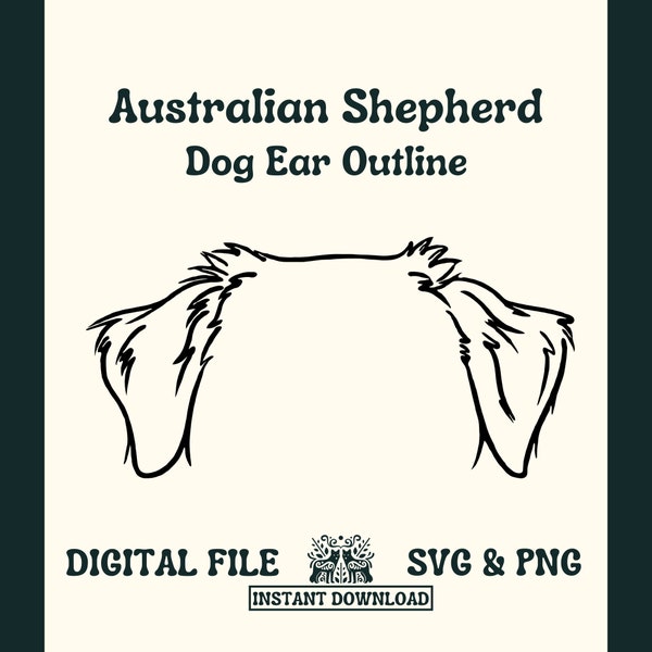 Australian Shepherd Dog Ear Outline SVG Cut File et PNG File pour Cricut ou Silhouette - Fichier numérique